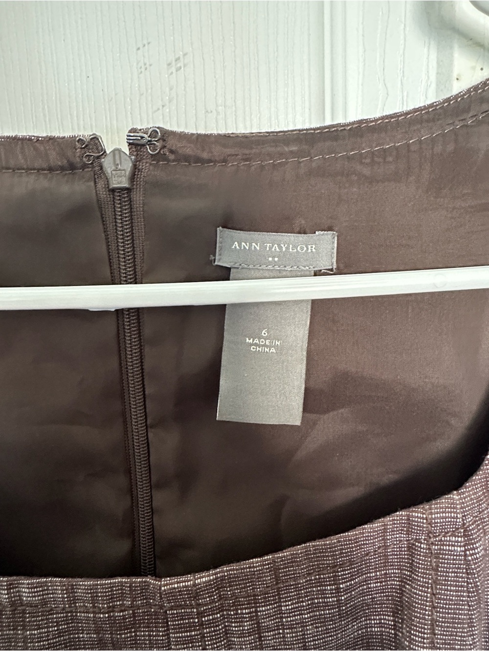 Ann Taylor Textured Brown Midi Dress with Belt - Picture 2 of 3